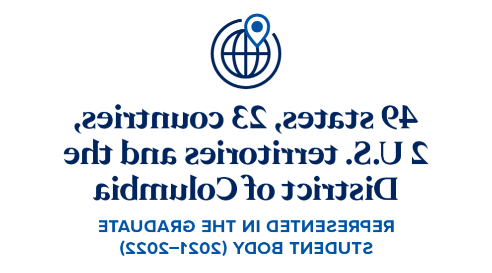 49个州, 23个国家, 哥伦比亚特区, 2个美国领土(关岛), 美属维尔京群岛)代表研究生团体(2021-2022) 